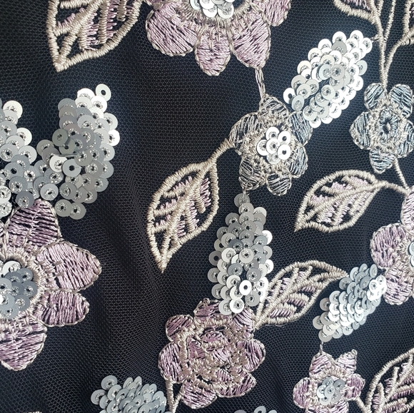 New 1X Plus Size Alex Evenings Floral Sequined Embroidered dressy top shirt - Picture 5 of 8